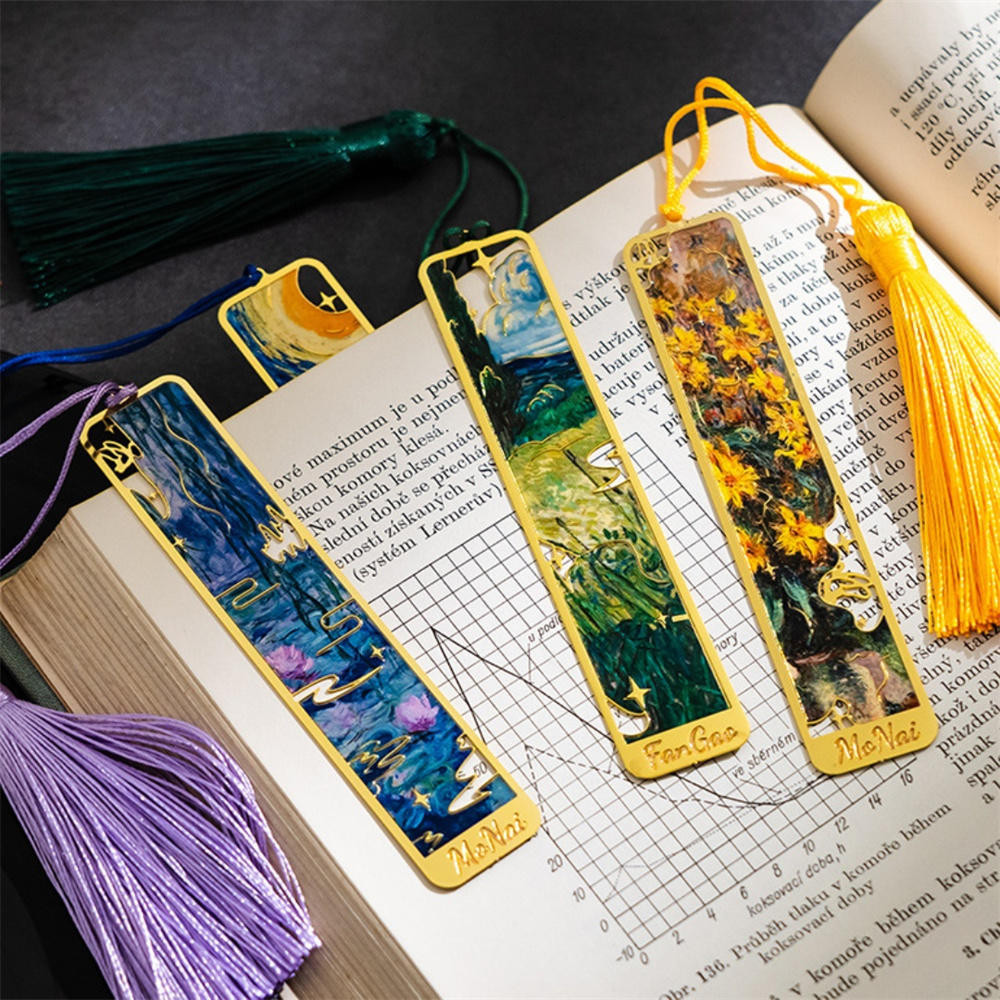 ที่คั่นหนังสือโลหะพร้อมพู่, Golden Hollow Bookmark Van Gogh ภาพวาดสีน้ํามัน Theme Book Mark ที่คั่นหนังสือสําหรับหนังสือคนรัก Writers Readers เด็กวัยรุ่นผู้ชายผู้หญิงผู้ใหญ่ ราคา ถูกที่สุด ดีลบีเคเค แกลเลอรีภาพที่ 7