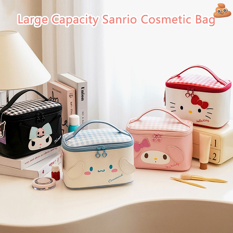 [LO] Sanrio Hello Kitty กระเป๋าเครื่องสําอาง Kuromi My Melody กระเป๋าแต่งหน้าความจุขนาดใหญ่ Cinnamoroll กระเป๋าเดินทางแบบพกพาล้างกระเป๋า TH