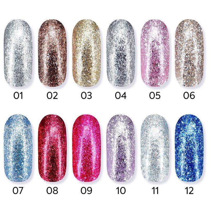 WASA Platinum gel 15ml. สีเจลกลิตเตอร์ เนื้อพรีเมียม กลิตเตอร์เนื้อละเอียด กลิตเตอร์เนื้อเงางาม