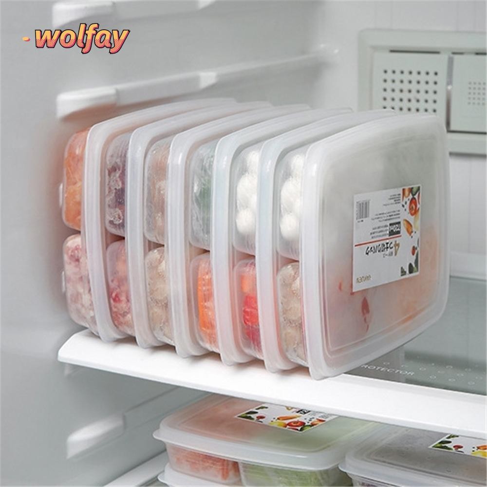 Wolfay กล่องแบ่งช่องเนื้อบรรจุย่อย, กล่องเก็บการเตรียมอาหารแบบแบ่งแบบพกพา, ช่องใส่จาน 4/5/6Grids ผักผลไม้กล่อง