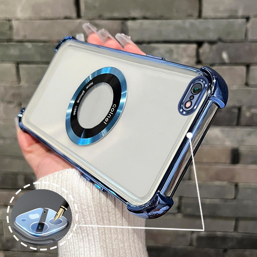 กรณีสําหรับiphone 6 Plus iPhone 6s Plusเคสโทรศัพท์กันกระแทกElectroplatingกันกระแทกแหวนแม่เหล็กโทรศัพท์นุ่มเลนส์สีฟ้าป้องกันกรณีXXXDA