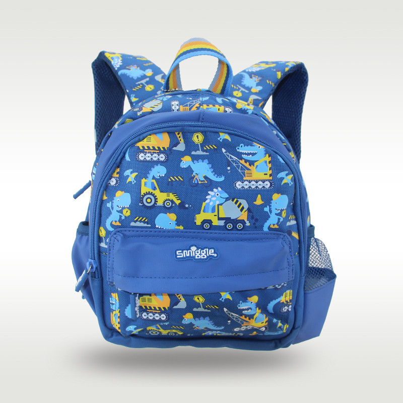 SMIGGLE ออสเตรเลีย ลักลอบ ต้นฉบับกระเป๋านักเรียนเด็กเด็กไหล่กระเป๋าเป้สะพายหลังชายสีฟ้าวิศวกรรมรถ น่ารัก1-4ปี11นิ้ว