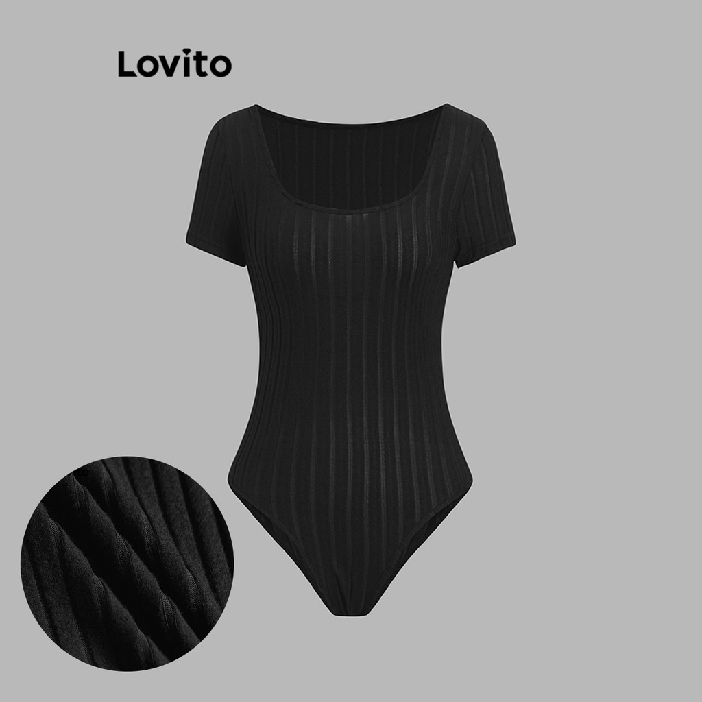 Lovito ลำลองสีพื้นNA Bodysuit สำหรับผู้หญิง L105MD395