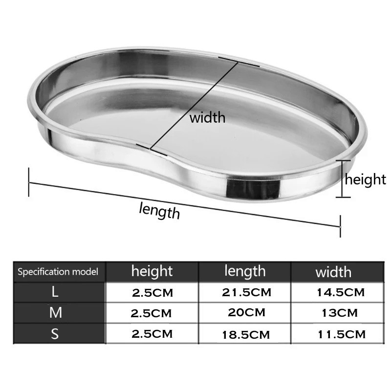 Medical Curved Tray Stainless Steel Surgical Kidney Bowl Dental Lab Instrument Dental Tools S/m/l