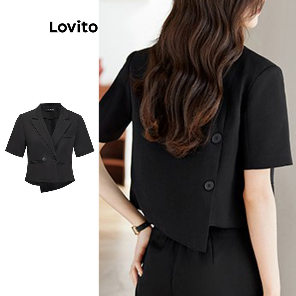 Lovito เสื้อเบลเซอร์ปุ่มอสมมาตรสำหรับผู้หญิง L100MD396