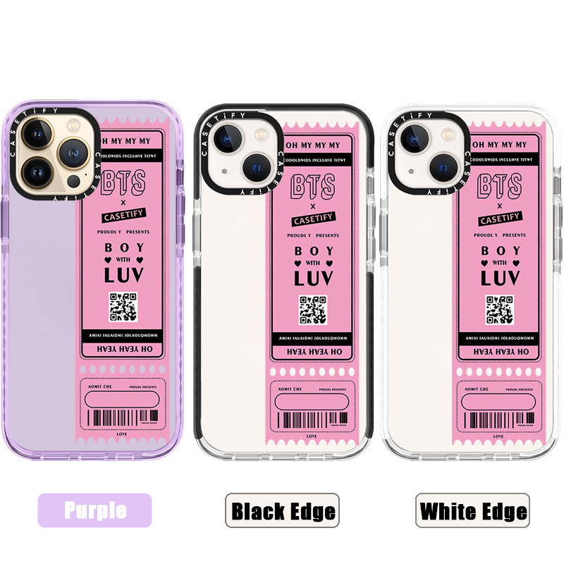 Caseftify X BTS Boy Luv Custom สีม่วงโปร่งใส Soft TPU iPhone สําหรับ iPhone 16 15 14 13 12 11 Pro MAX IX XS MAX XR 6 6s 7 8 Plus กรณีกันกระแทกฝาครอบกันชน