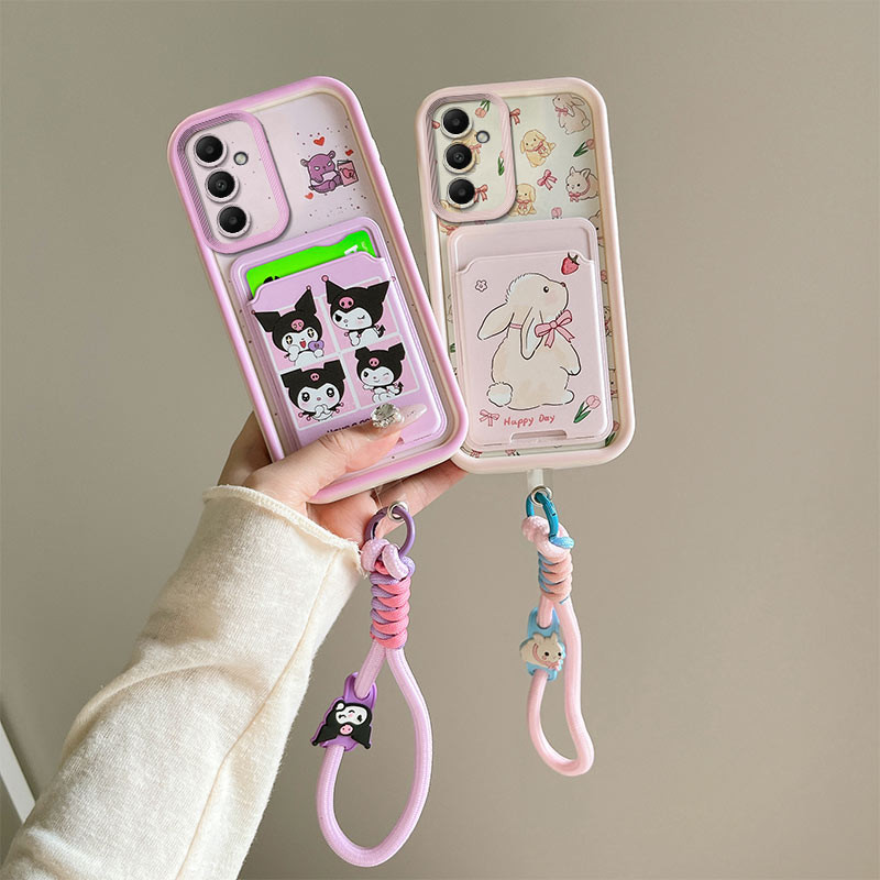 ปลอกสําหรับ Samsung A24 4G A25 5G Trend graffiti การ์ตูนน่ารัก DIY การ์ดกระเป๋าสร้อยข้อมือเคสโทรศัพท์