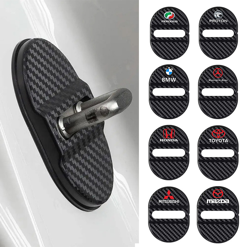 [📣ส่งไว มีCOD] 1 ชิ้น ฝาครอบล็อคประตูรถยนต์ ฝาปิดล็อคประตูรถยนต์ สำหรับ TOYOTA,MITSUBISHI,HONDA,ISUZU,NISSAN,MAZDA คาร์บอนไฟเบอร์พลาสติกล็อคประตูครอบคลุม