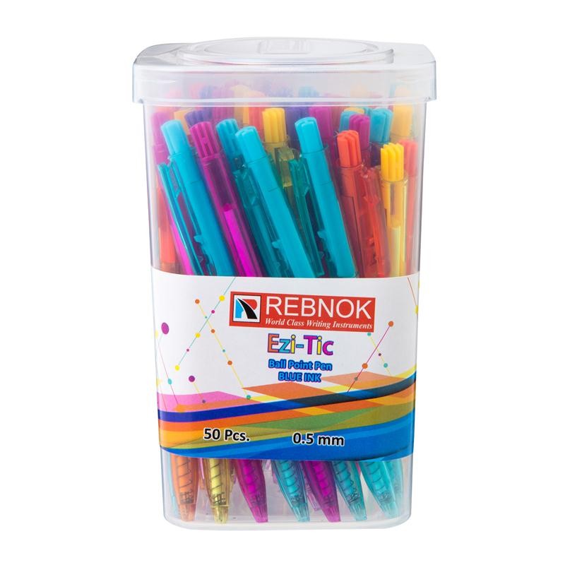 REBNOK ปากกาลูกลื่น0.5มม.1x50น้ำเงิน.ด้ามแฟนซี EZITIC