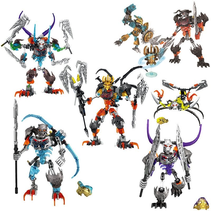 เข้ากันได้กับ Building Blocks Biochemical Warrior Mask Master Skeleton Warrior Boys ประกอบ Building Blocks Mecha Robot