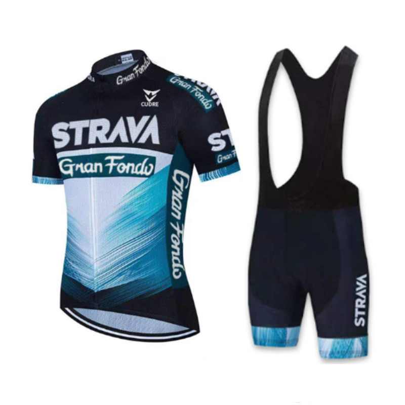 Strava Bike Jersey Set Summer Cycling T-Shirt Bib Shorts Set Triathlon Mountain Bike Clothes Quick-d