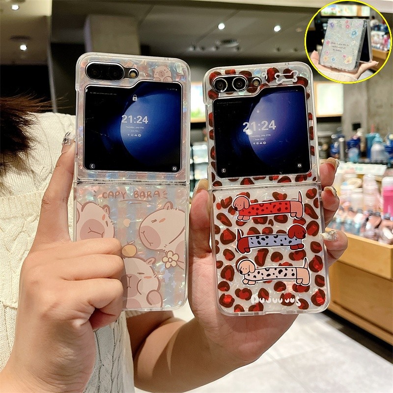เคสลายการ์ตูนสีสันสดใส Samsung Galaxy Z Flip 6 Z Flip 5 Z Flip 4 Z Flip 3 Casing กันกระแทก Samsung Flip6 Flip5 Back Shel