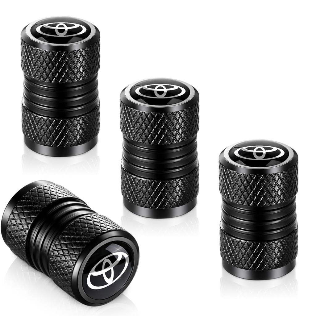 ฝาปิดก้านวาล์วล้อรถสีดํา 4 ชิ้น,พร้อม Toyota Vios Yaris Altis Camry Innova Rav4 Hilux Valve Air Caps อุปกรณ์เสริม