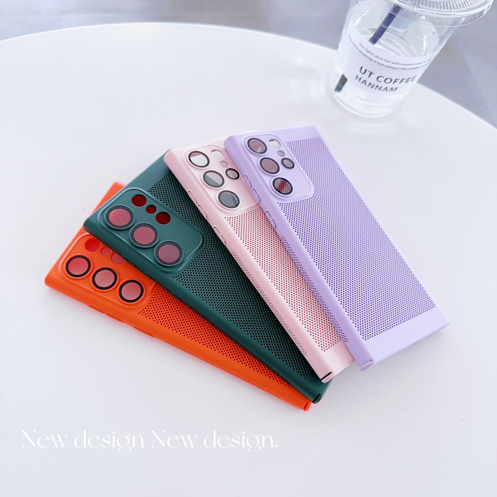 SAMSUNG ระบายความร้อนกระจายความร้อนเคสโทรศัพท์พร้อมเลนส์กระจกป้องกันสําหรับ ซัมซุง ส24 ส23 22 21 พิเศษฮาร์ดพีซีปกบางธรรมดาฝาครอบโทรศัพท์ - รูปที่ 3