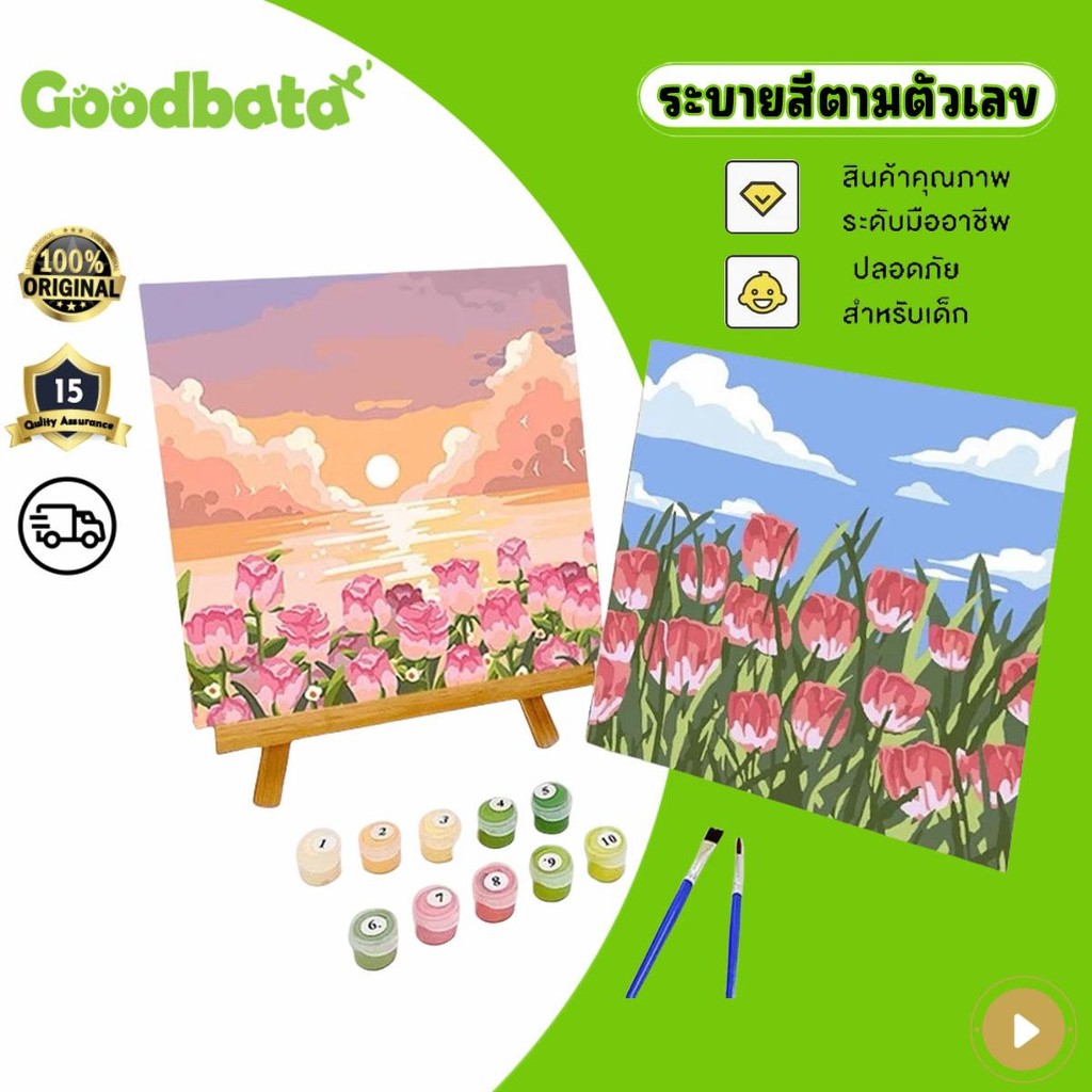 ระบายสีตามตัวเลข DIY ภาพวาดระบายสีตามตัวเลข ภาพวาดสีน้ำมันดิจิตอลใส่กรอบ20X20ซม ของขวัญที่ดีที่สุดสำหรับเด็ก