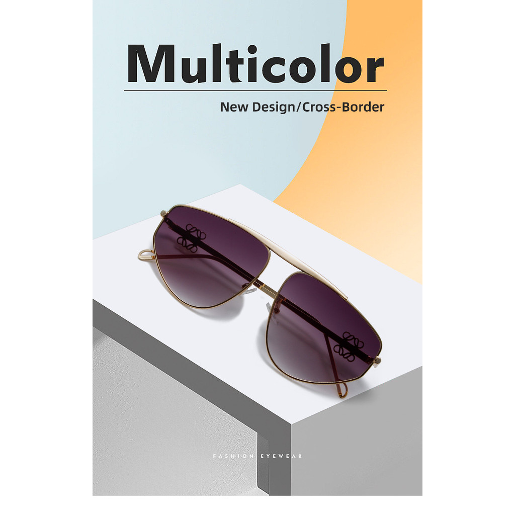 โลหะหรูหราแว่นกันแดดกรอบใหญ่สุภาพสตรีการออกแบบแบรนด์ไล่โทนสีสี่เหลี่ยมผืนผ้าซันอายกลาสกลางแจ้งการเดินทางวันหยุดสบายๆ - รูปที่ 7