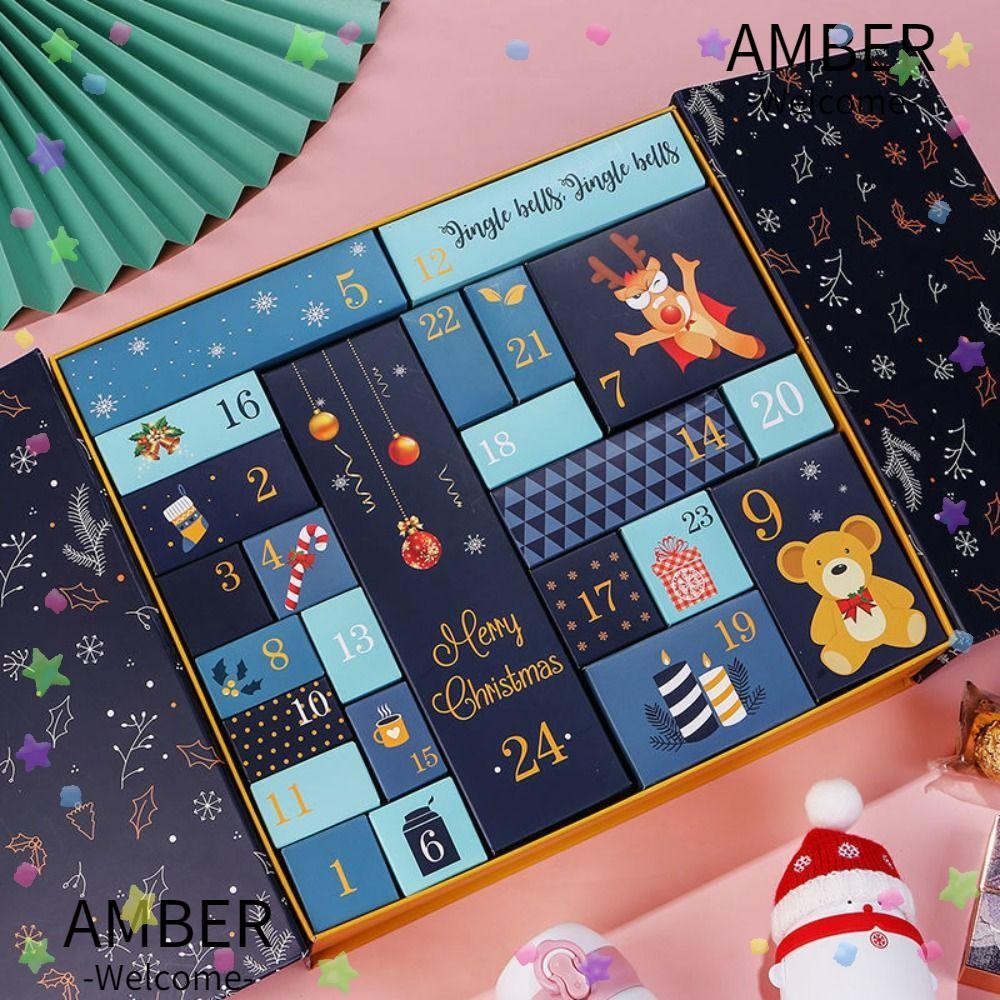 Amber 24 ชิ้น 24 วัน Advent Countdown Gift Box, Empty DIY Refillable Christmas Advent Calendar Boxes, Christmas Box Number Box