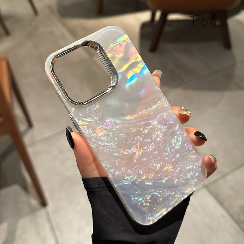 รูปแบบเชลล์เลนส์electroplatedวงกลมimdสําหรับiphone 15 14 13 12 11 Pro MAX 7 8 14 15 Plus X XS XR MAX Hardปลอก