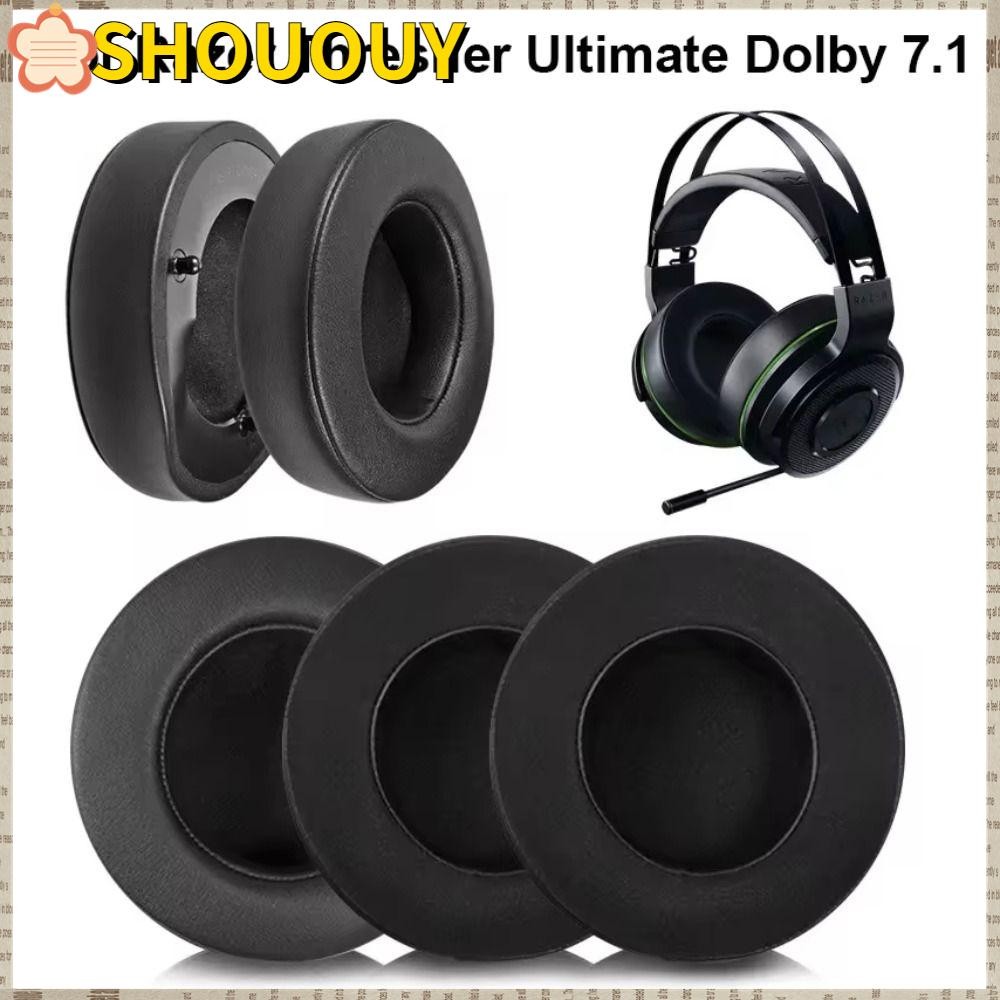 Shouuy 2 ชิ้นแผ่นรองหูฟัง,แผ่นรองหูฟังเปลี่ยนแผ่นรองหูฟัง,อุปกรณ์เสริม Earmuff ฟองน้ําโฟมชุดหูฟัง Earmuff สําหรับ Razer Thresher Ultimate Dolby 7.1