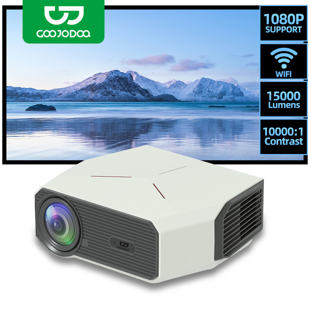 GOOJODOQ 15500LM Mini Projector Supports Android and Smartphones WiFi 8k Full HD 1080p
