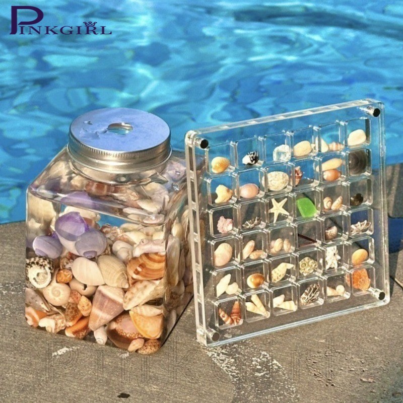 Magnetic Seashell Display Box - สําหรับตัวอย่างคอลเลกชัน,แหวนเครื่องประดับ - 36 Grids Storage Case - เครื่องประดับตกแต่ง - อะคริลิค,ความจุขนาดใหญ่,โปร่งใส