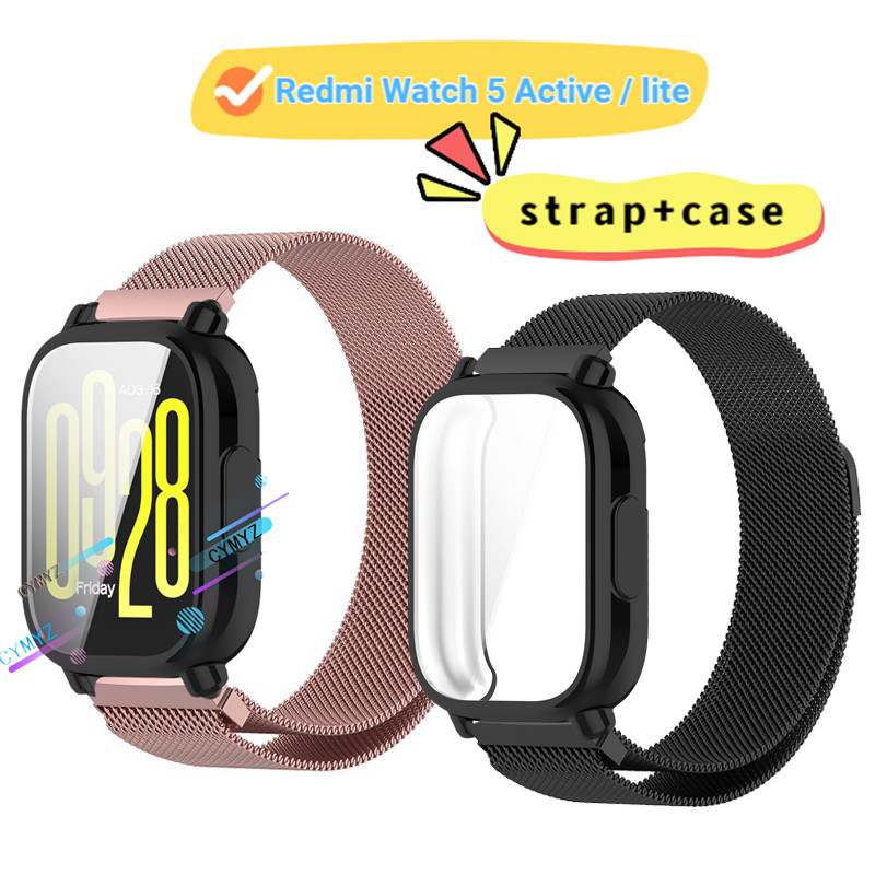 Redmi Watch 5 สาย Active สายโลหะ สายสแตนเลส สาย Redmi Watch 5 Lite สายรัดข้อมือกีฬา Redmi Watch 5 Active / Lite เคสปกป้องหน้าจอ