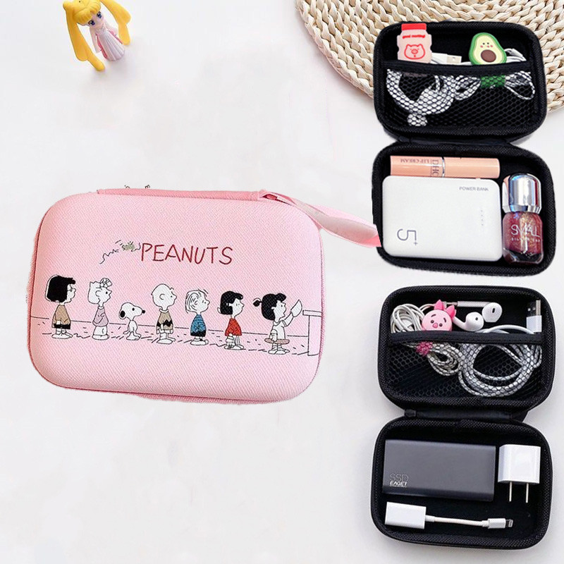 น่ารัก Snoopy Data Cable Digital Storage Bag Charger Power Bank Power Bank Travel Bag Electronic Product Accessories Organizer Bag