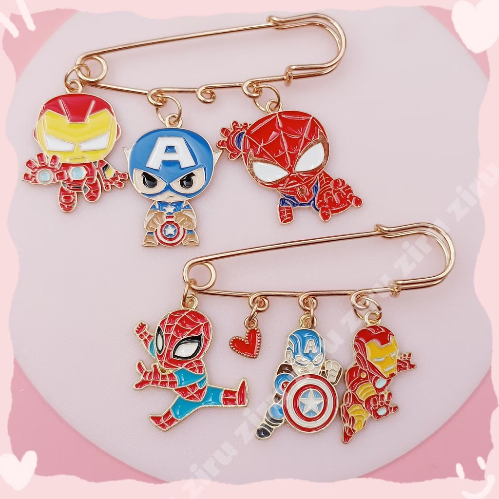 อะนิเมะ Marvel เข็มกลัด Spider Man เครื่องประดับ Lapel Pin Iron Man Creative กัปตันอเมริกาของขวัญเด็กกระเป๋าอุปกรณ์เสริม