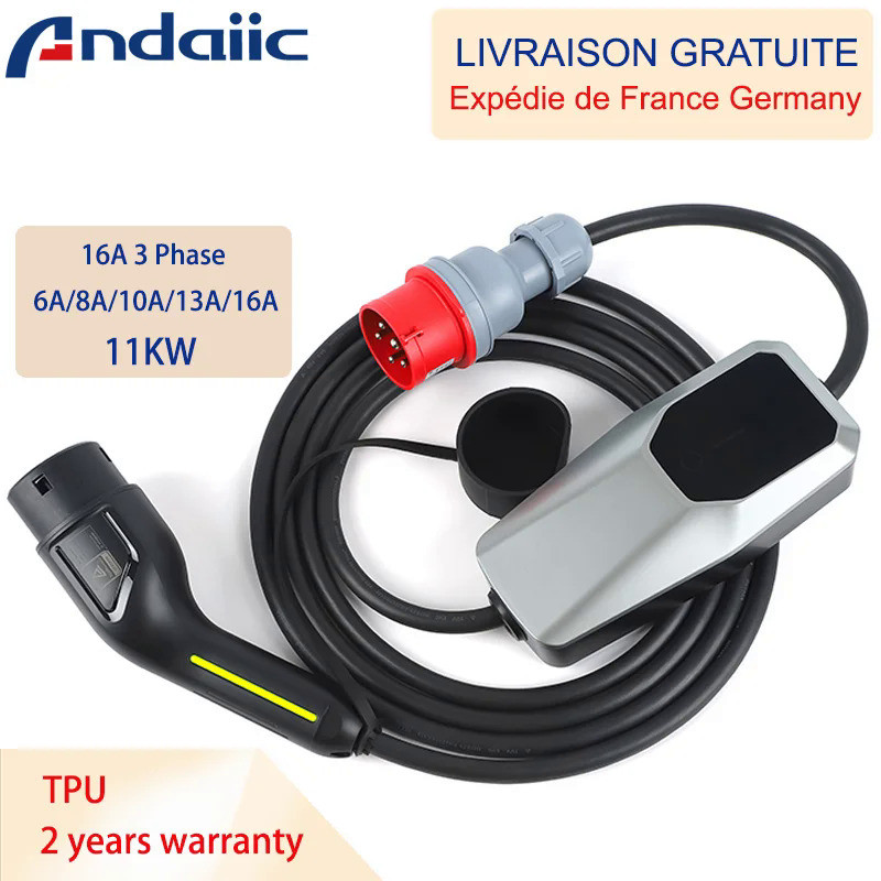 Type 2 Type 1 EV Charger 3.5KW 7KW 11KW 22kw 16A/32A EVSE Charging Cable Mode 2 for Electric Car Veh