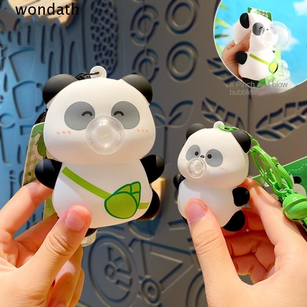 ชนะ จี้ตุ๊กตา,ของเล่นบีบอัดการ์ตูนฟองแพนด้าพวงกุญแจ,ของขวัญน่ารักกระเป๋าซิลิโคนเสน่ห์ของขวัญคู่