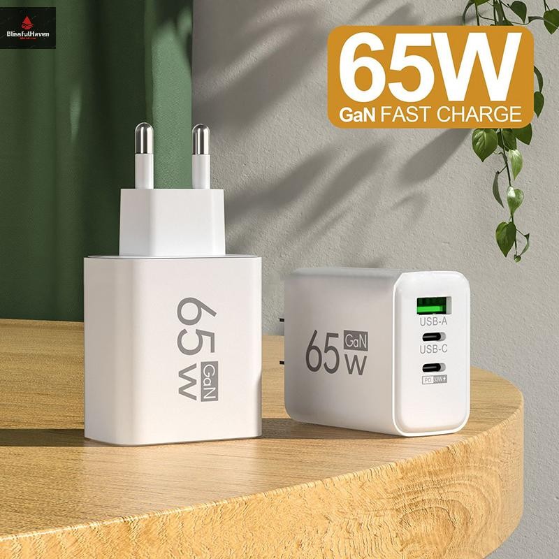 Cod 65W USB Type-C PD Fast ชาร์จชาร์จโทรศัพท์สําหรับ Iphone สําหรับ Samsung Xiaomi Huawei Universal แท็บเล็ต Pad Travel Power Adapter ใหม่