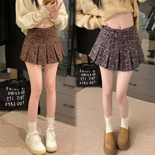 ซูซี ย้อนยุคเสือดาวพิมพ์กระโปรงจีบฤดูใบไม้ร่วงใหม่ผู้หญิงกลา…