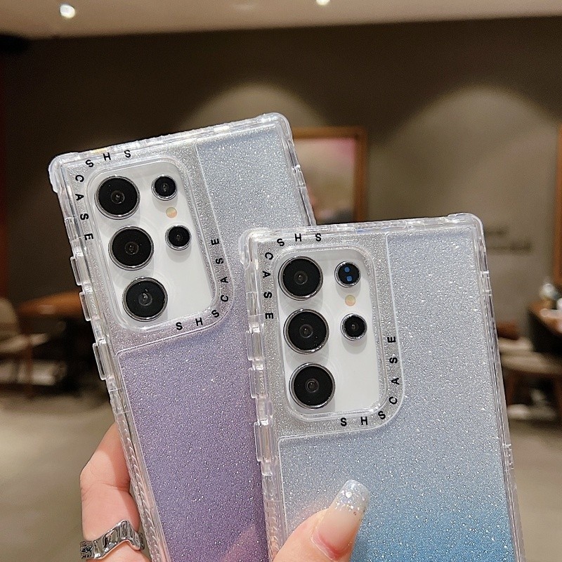 สำหรับ Samsung S24 S23 ultra PLUS S24 Fe 3 in 1 Bling gradient Glitter เคสโทรศัพท์สำหรับ Samsung S22 ultra PLUS S25 S21 S20 FE A16กันกระแทกฝาหลังแบบแข็ง ราคา ถูกที่สุด ดีลบีเคเค แกลเลอรีภาพที่ 3