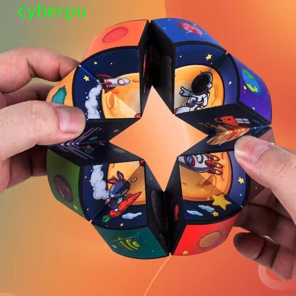Cyberpulse Magic Cube, 3D หมุนสีสัน Intelligence Cube Magic ของเล่น,ความเร็ว Magic Square การ์ตูน Planet Exploration ไดโนเสาร์เด็กปลายนิ้วปริศนาของขวัญ