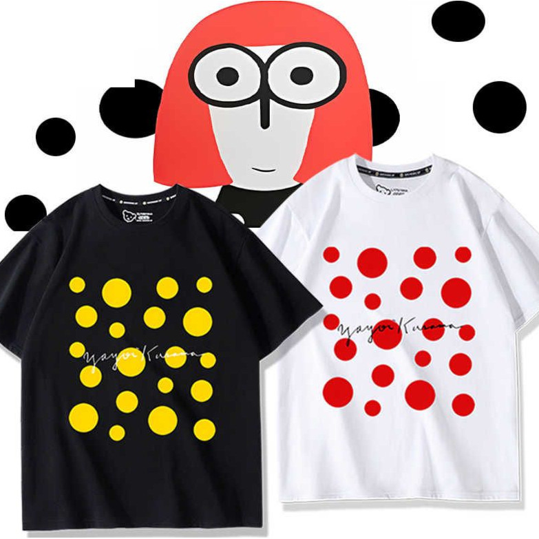 เสื้อยืดแขนสั้นสไตล์ใหม่ ปี 2025 พรินต์ศิลปะจุด.Dot จาก Yayoi Kusama