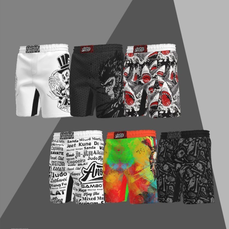 ANOTHERBOXER MMA กางเกงขาสั้นสำหรับศิลปะการต่อสู้และJiu-Jitsu ยืดหยุ่นสี่ด้าน เหมาะสำหรับการฝึกอบรม