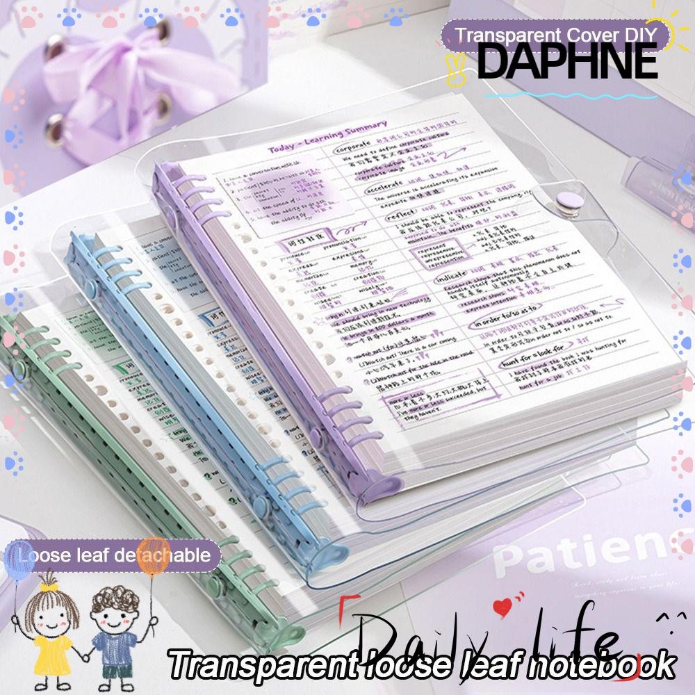 DAPHNE Binder สมุดบันทึก, หนังสือวาระโปร่งใสแบบหลวม, แบบพกพา A5 Sketchbook รายวันรายสัปดาห์ Planner หมายเหตุ Pads โรงเรียนอุปกรณ์สํานักงาน