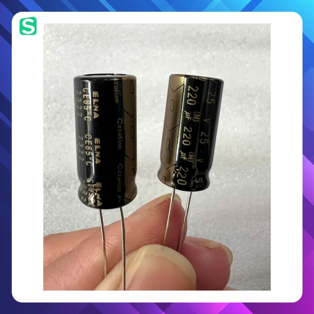 Elna Cerafine Capacitor 25V 220UF 25V, 25V220UF, 220UF25V (ขนาด 10x20x5mm)