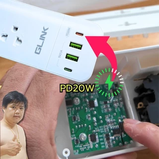 GLINK GLS-01 กันไฟกระชากฟีเจอร์แน่น 5 ช่อง พร้อมช่อง USB-C PD 20W สายยาว 3 เมตร By มหาชะนี