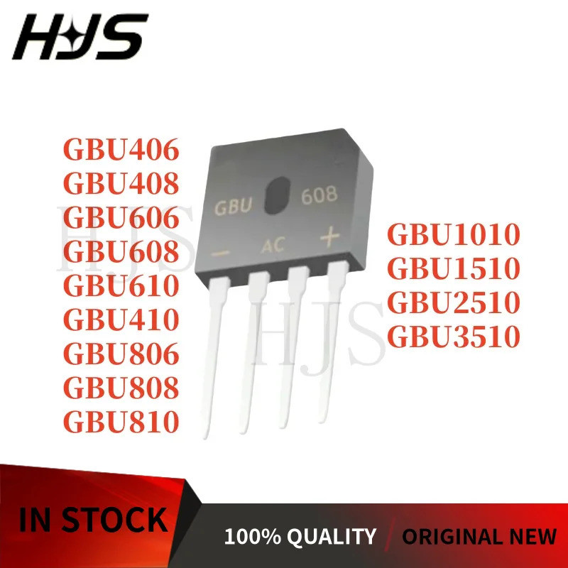 1-5PCS GBU406 GBU408 GBU410 GBU606 GBU608 GBU610 GBU806 GBU808 GBU810 GBU1010 GBU1510 GBU2510 GBU351