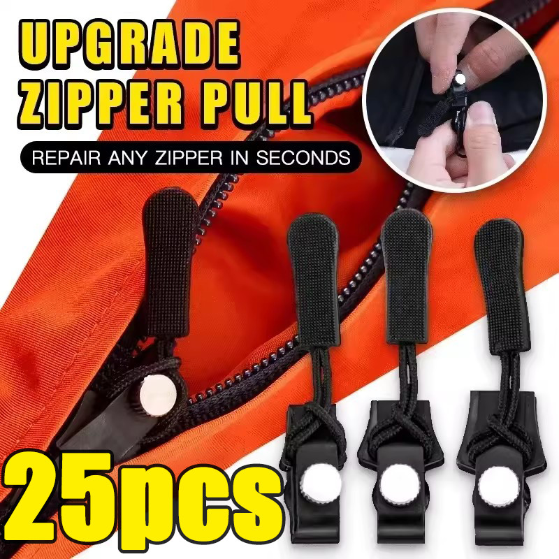 ชุดซ่อมซิปทันที 5/15/25 ชิ้น พร้อมหัวเลื่อนถอดได้ 3 ขนาด