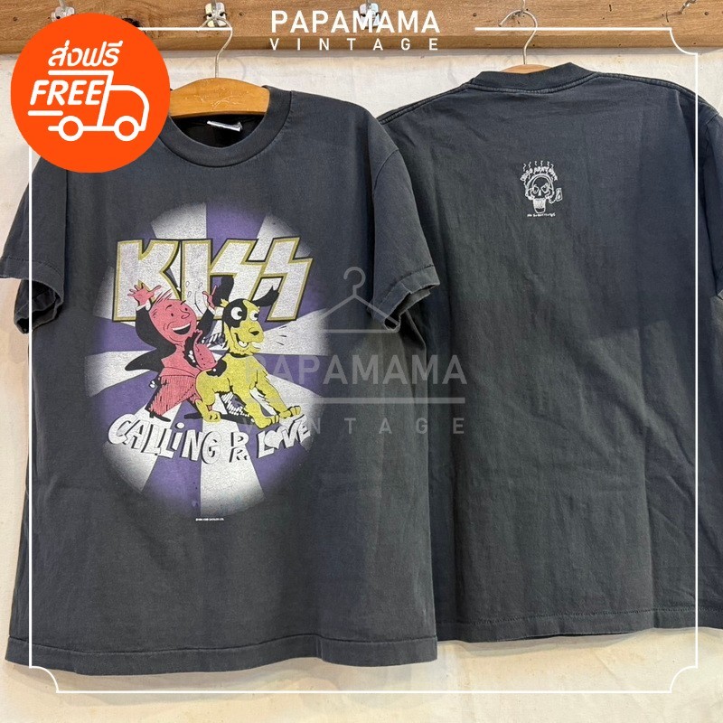 [ KISS ] CALLING DR.LOVE Bio Washed tag BL เสื้อทัวร์ วงร๊อค เสื้อวินเทจ papamama vintage shirt