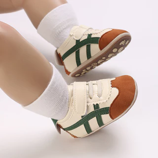 รองเท้าหัดเดินสำหรับทารก รองเท้าผ้าใบ Velcro พื้นนุ่ม สำหรับวัย 0-12 เดือน กันลื่น ใช้ได้ในฤดูใบไม้ผลิและฤดูใบไม้ร่วง