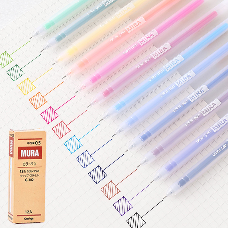 12 ชิ้น/กล่อง Simple สีปากกาเจล 0.5 มม.เครื่องเขียนนักเรียนมูลค่าสูง WJ796
