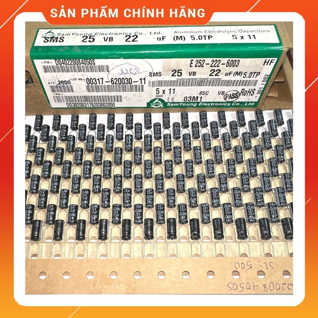 [ 20 ชิ้น ] CAPACITOR 25V 22UF Size: 5x11mm SAMYOUNG (25V22UF 22UF 25V )