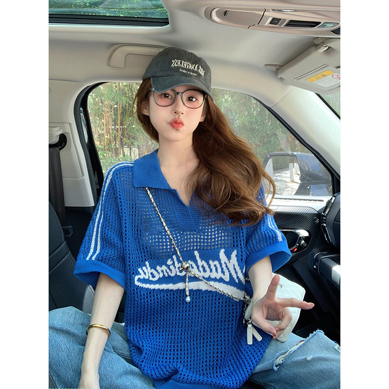 เสื้อโปโลสไตล์อเมริกัน แขน Raglan สำหรับฤดูร้อน ทรงย้อนยุค College style ใส่สบาย - รูปที่ 7