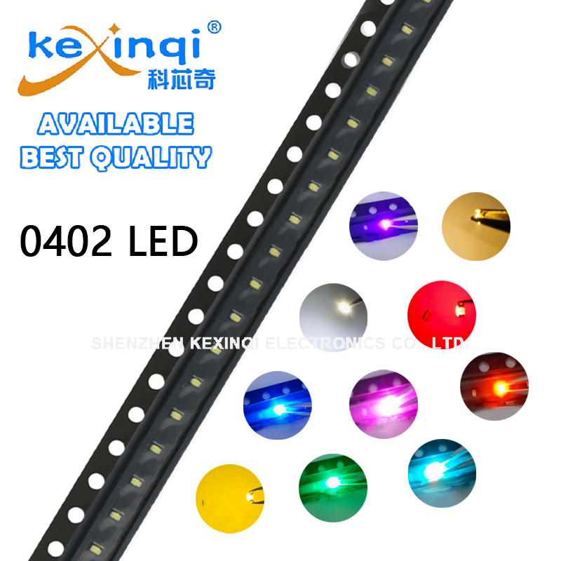 (100 ชิ้น) 0402 SMD LED แดงฟ้าเขียว Yellowish-สีเขียวเหลืองขาวส้ม Warm-white Lce-blue สีชมพูสีม่วง Cool-white Light Diode