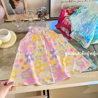 ฤดูร้อนใหม่ ชุดเดรสเด็ก ชุดแฟชั่นลายดอกไม้น่ารักๆ เดรสคู่แม่…