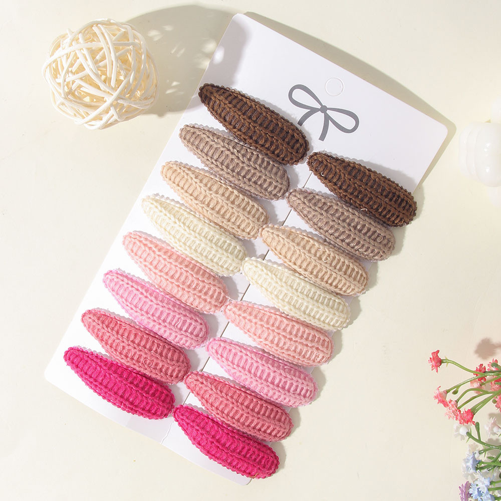 6/16 ชิ้น/เซ็ต ผ้าลายสก๊อตสีทึบสำหรับเด็กทารก BB กิ๊บติดผม อุปกรณ์เสริมผมทำด้วยมือ