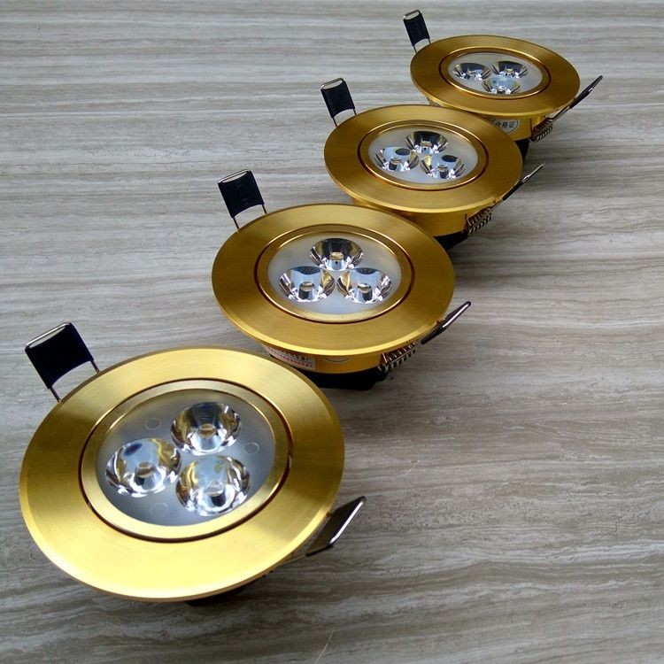 Led ปรับมุม Golden เพดาน Ready Stocklight 3W ห้องนั่งเล่น TV Wall Shopping Mall ฝังดาวน์ไลท์เปิดรู 5 ซม.สไตล์ยุโรป
